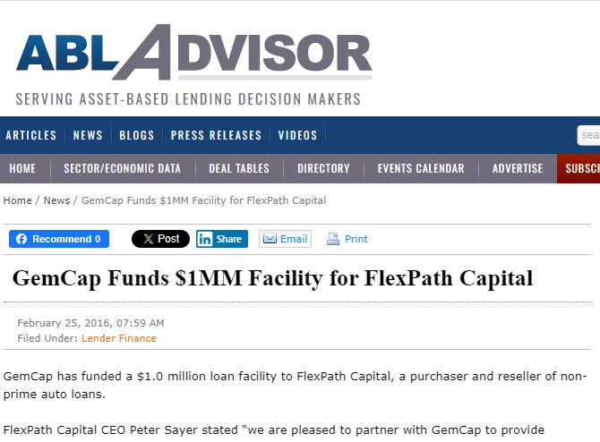 GemCap Funds $1MM Facility for FlexPath Capital