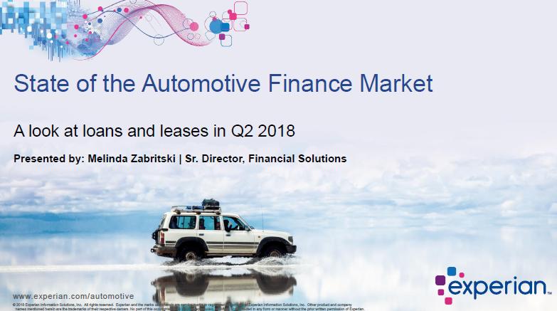 State of the Automotive Finance Market A look at loans and leases in Q2 2018